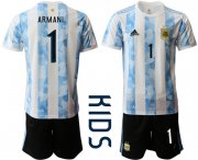 Wholesale Cheap Youth 2020-2021 Season National team Argentina home white 1 Soccer Jersey