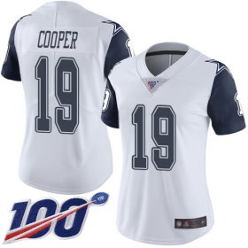 Wholesale Cheap Nike Cowboys #19 Amari Cooper White Women\'s Stitched NFL Limited Rush 100th Season Jersey