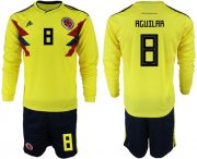 Wholesale Cheap Colombia #8 Aguilar Home Long Sleeves Soccer Country Jersey
