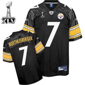 Wholesale Cheap Steelers #7 Ben Roethlisberger Black Super Bowl XLV Stitched NFL Jersey