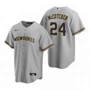 Wholesale Cheap Men's Milwaukee Brewers #24 Andrew McCutchen Gray Cool Base Stitched Jersey