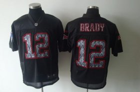 Wholesale Cheap Sideline Black United Patriots #12 Tom Brady Black Stitched NFL Jersey