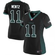 Wholesale Cheap Nike Eagles #11 Carson Wentz Black Alternate Women's Stitched NFL Elite Drift Fashion Jersey