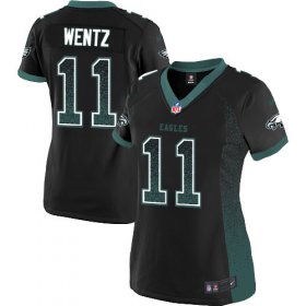 Wholesale Cheap Nike Eagles #11 Carson Wentz Black Alternate Women\'s Stitched NFL Elite Drift Fashion Jersey