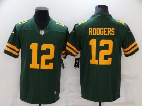 Wholesale Cheap Men\'s Green Bay Packers #12 Aaron Rodgers Green Yellow 2021 Vapor Untouchable Stitched NFL Nike Limited Jersey