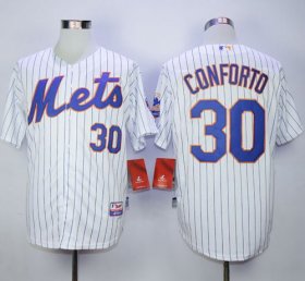 Wholesale Cheap Mets #30 Michael Conforto White(Blue Strip) Cool Base Stitched MLB Jersey
