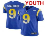 Wholesale Cheap Youth Los Angeles Rams #9 Matthew Stafford Royal Blue 2021 NEW Vapor Untouchable Stitched NFL Nike Limited Jersey