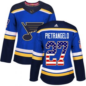 Wholesale Cheap Adidas Blues #27 Alex Pietrangelo Blue Home Authentic USA Flag Women\'s Stitched NHL Jersey