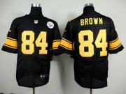 Wholesale Cheap Nike Steelers #84 Antonio Brown Black(Gold No.) Men's Stitched NFL Elite Jersey