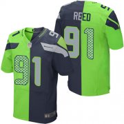 Wholesale Cheap Nike Seahawks #91 Jarran Reed Steel Blue/Green Men's Stitched NFL Elite Split Jersey