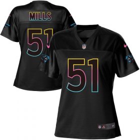Wholesale Cheap Nike Panthers #51 Sam Mills Black Women\'s NFL Fashion Game Jersey