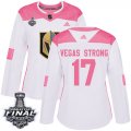 Wholesale Cheap Adidas Golden Knights #17 Vegas Strong White/Pink Authentic Fashion 2018 Stanley Cup Final Women's Stitched NHL Jersey