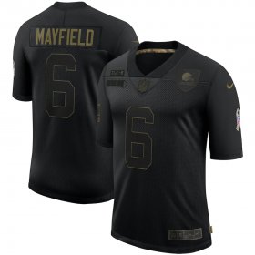 Wholesale Cheap Nike Browns 6 Baker Mayfield Black 2020 Salute To Service Limited Jersey