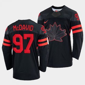 Wholesale Cheap Men\'s Connor McDavid Canada Hockey Black 2022 Beijing Winter Olympic #97 Alternate Rrplica Jersey