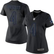 Wholesale Cheap Nike Cowboys #4 Dak Prescott Black Impact Women's Stitched NFL Limited Jersey