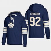 Wholesale Cheap Toronto Maple Leafs #92 Igor Ozhiganov Blue adidas Lace-Up Pullover Hoodie