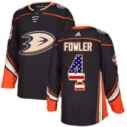 Wholesale Cheap Adidas Ducks #4 Cam Fowler Black Home Authentic USA Flag Stitched NHL Jersey