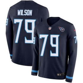 Wholesale Cheap Nike Titans #79 Isaiah Wilson Navy Blue Team Color Men\'s Stitched NFL Limited Therma Long Sleeve Jersey