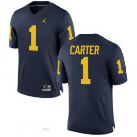 Wholesale Cheap Men\'s Michigan Wolverines #1 Anthony Carter Retired Navy Blue Stitched College Football Brand Jordan NCAA Jersey
