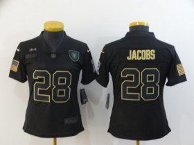 Wholesale Cheap Women\'s Las Vegas Raiders #28 Josh Jacobs Black 2020 Salute To Service Stitched NFL Nike Limited Jersey