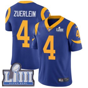 Wholesale Cheap Nike Rams #4 Greg Zuerlein Royal Blue Alternate Super Bowl LIII Bound Men\'s Stitched NFL Vapor Untouchable Limited Jersey