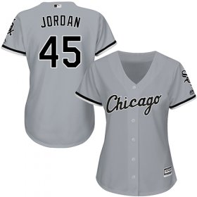 Wholesale Cheap White Sox #45 Michael Jordan Grey Road Women\'s Stitched MLB Jersey