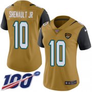 Wholesale Cheap Nike Jaguars #10 Laviska Shenault Jr. Gold Women's Stitched NFL Limited Rush 100th Season Jersey