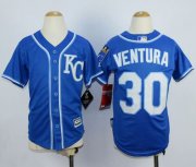 Wholesale Cheap Royals #30 Yordano Ventura Blue Cool Base Stitched Youth MLB Jersey