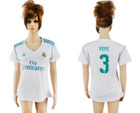 Wholesale Cheap Women\'s Real Madrid #3 Pepe Home Soccer Club Jersey