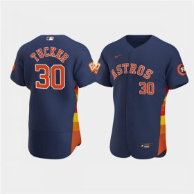 Wholesale Cheap Men\'s Houston Astros #30 Kyle Tucker Navy 60th Anniversary Flex Base Stitched Baseball Jersey