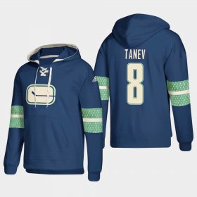 Wholesale Cheap Vancouver Canucks #8 Christopher Tanev Blue adidas Lace-Up Pullover Hoodie