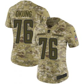 Wholesale Cheap Nike Chargers #76 Russell Okung Camo Women\'s Stitched NFL Limited 2018 Salute to Service Jersey