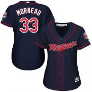 Wholesale Cheap Twins #33 Justin Morneau Navy Blue Alternate Women's Stitched MLB Jersey