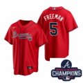 Wholesale Cheap Men Nike Atlanta Braves 5 Freddie Freeman Red Alternate Stitched Baseball Stitched MLB 2021 Champions Patch Jersey