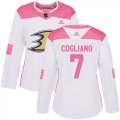 Wholesale Cheap Adidas Ducks #7 Andrew Cogliano White/Pink Authentic Fashion Women's Stitched NHL Jersey