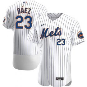 Wholesale Cheap Men\'s New York Mets #23 Javier Baez White Anthentic Nike Jersey
