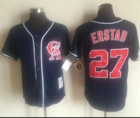 Wholesale Cheap Mitchell And Ness Angels of Anaheim #27 Darin Erstad Navy Blue Throwback Stitched MLB Jersey