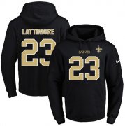 Wholesale Cheap Nike Saints #23 Marshon Lattimore Black Name & Number Pullover NFL Hoodie