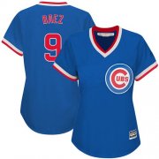 Wholesale Cheap Cubs #9 Javier Baez Blue Cooperstown Women's Stitched MLB Jersey