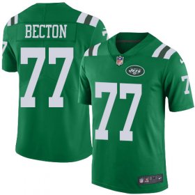 Wholesale Cheap Nike Jets #77 Mekhi Becton Green Men\'s Stitched NFL Limited Rush Jersey
