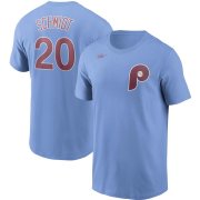 Wholesale Cheap Philadelphia Phillies #20 Mike Schmidt Nike Cooperstown Collection Name & Number T-Shirt Light Blue
