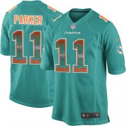 Wholesale Cheap Nike Dolphins #11 DeVante Parker Aqua Green Team Color Men's Stitched NFL Limited Strobe Jersey