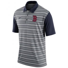 Wholesale Cheap Men\'s Boston Red Sox Nike Gray Dri-FIT Stripe Polo