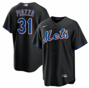 Wholesale Cheap Men's New York Mets #31 Mike Piazza Black 2022 Cool Base Stitched Baseball Jersey