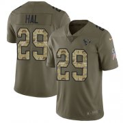 Wholesale Cheap Nike Texans #29 Andre Hal Olive/Camo Youth Stitched NFL Limited 2017 Salute to Service Jersey