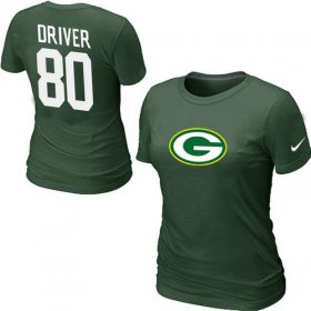 Wholesale Cheap Women\'s Nike Green Bay Packers #80 Donald Driver Name & Number T-Shirt Green