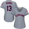 Wholesale Cheap Indians #13 Omar Vizquel Grey Road Women's Stitched MLB Jersey