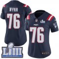Wholesale Cheap Nike Patriots #76 Isaiah Wynn Navy Blue Super Bowl LIII Bound Women's Stitched NFL Limited Rush Jersey