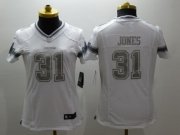 Wholesale Cheap Nike Cowboys #31 Byron Jones White Women's Stitched NFL Limited Platinum Jersey