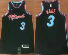 Wholesale Cheap Men\'s Miami Heat #3 Dwyane Wade Black Nike NBA Swingman City Edition Jersey